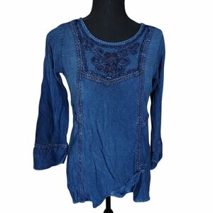 Parsley & Sage Rayon Fairycore Bohemian Embroidered Top size S